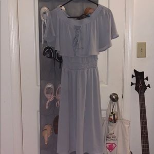 Gray Off-Shoulder Midi Dress